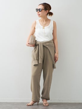 「Johnbull（ジョンブル）の【JOHNBULL/ジョンブル】SWEAT PANTS（スウェットパンツ、ベージュ系）」を使った、MIOさん（レディース・149cm）の春コーディネート