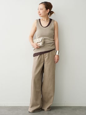 「Deuxieme Classe（ドゥーズィエムクラス）の* Vintage タンクトップ（Tシャツ/カットソー、ベージュ系）」を使った、MIOさん（レディース・149cm）の夏コーディネート