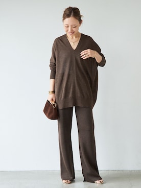 「Deuxieme Classe（ドゥーズィエムクラス）の*URBAN SemiFlare パンツ（その他パンツ、ブラウン系）」を使った、MIOさん（レディース・149cm）の春コーディネート