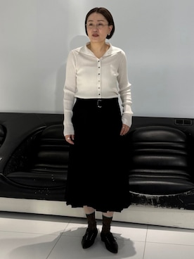 「IENA（イエナ）のローベルトプリーツスカート（スカート、ブラック系）」を使った、haraさん（レディース・160cm）の夏コーディネート