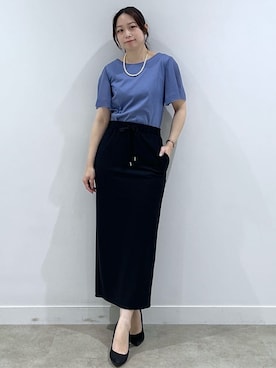 「COUP DE CHANCE（クードシャンス）の【手洗い可】フレアスリーブカットソー（Tシャツ/カットソー、ブルー系）」を使った、saesae515さん（レディース）の春コーディネート