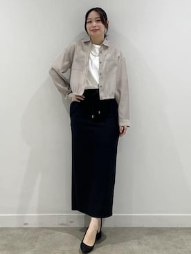 「COUP DE CHANCE（クードシャンス）の【手洗い可/ショート丈】クロップドシャツ（シャツ/ブラウス、ベージュ系）」を使った、saesae515さん（レディース）の春コーディネート