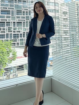 「COUP DE CHANCE（クードシャンス）の【手洗い可／日本製／一枚着／ジャケットイン】タックデザインのジャージートップス（Tシャツ/カットソー、ホワイト系）」を使った、saesae515さん（レディース）の春コーディネート