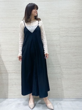 「OPAQUE.CLIP（オペークドットクリップ）の【抗菌防臭加工/7cmヒール】ベーシックパンプス/通勤対応（パンプス、ベージュ系）」を使った、misaさん（レディース・162cm）の春コーディネート
