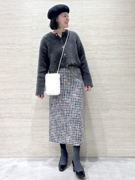 「OPAQUE.CLIP（オペークドットクリップ）の【大草直子さんコラボ】スクエアトゥパンプス（パンプス、ブラック系）」を使った、misaさん（レディース・162cm）の冬コーディネート