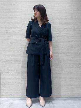 「OPAQUE.CLIP（オペークドットクリップ）の【抗菌防臭加工/7cmヒール】ベーシックパンプス/通勤対応（パンプス、ベージュ系）」を使った、misaさん（レディース・162cm）の春コーディネート