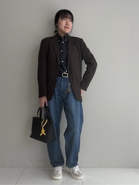 「TAKEO KIKUCHI（タケオキクチ）のアイテム（パンツ）」を使った、3o0eさん（レディース・169cm）の春コーディネート