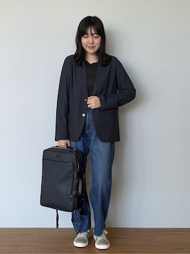 「TAKEO KIKUCHI（タケオキクチ）のアイテム（パンツ）」を使った、3o0eさん（メンズ・170cm）の春コーディネート