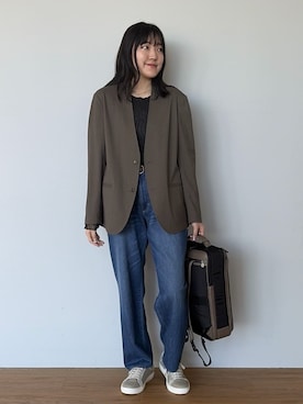 「TAKEO KIKUCHI（タケオキクチ）のアイテム（パンツ）」を使った、3o0eさん（メンズ・170cm）の春コーディネート