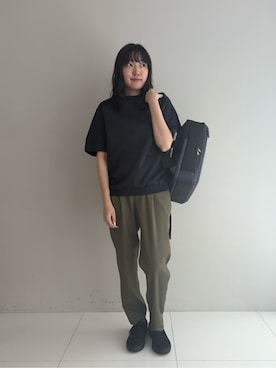 「TAKEO KIKUCHI（タケオキクチ）の【接触冷感】アイスクリアコットン プルオーバー（Tシャツ/カットソー、ブルー系）」を使った、3o0eさん（レディース）の春コーディネート