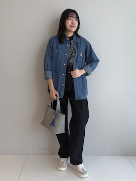 「TAKEO KIKUCHI（タケオキクチ）のアイテム（パンツ）」を使った、3o0eさん（レディース・169cm）の冬コーディネート