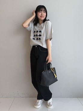 「TAKEO KIKUCHI（タケオキクチ）のアイテム（パンツ）」を使った、3o0eさん（レディース・169cm）の冬コーディネート