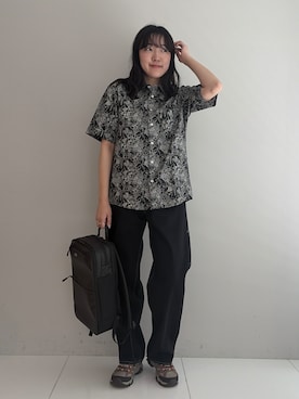 「TAKEO KIKUCHI（タケオキクチ）の【BOWLER HAT LABEL】エクスプローラー 11ozカラーデニム（デニムパンツ、ブラック系）」を使った、3o0eさん（レディース）の春コーディネート