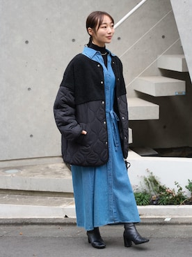 「アイテム（ノーカラージャケット）」を使った、TRIANGLE PALETTEさん（レディース・162cm）の冬コーディネート