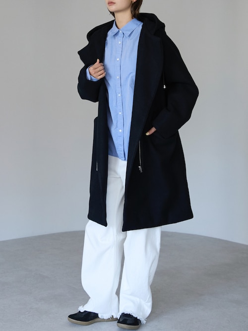 お値下げしました。クールカレアン　フード付き黒ジップアップコート セール】フード付ジップコート（その他アウター）｜TRIANGLE PALETTE