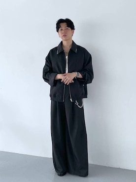 「HARE（ハレ）の【SET UP対応】3ディメンションワイドパンツ/AW(HARE)（スラックス、グレー系）」を使った、k0ta1101さん（メンズ・164cm）の夏コーディネート