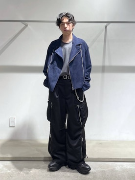 「HARE（ハレ）の【SET UP対応】ZIPユーティリティカーゴパンツ(HARE)（カーゴパンツ、ブラック系）」を使った、k0ta1101さん（メンズ・164cm）の秋コーディネート
