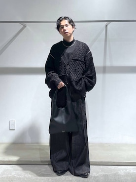 「HARE（ハレ）のSMALLサンカクトート(HARE)（トートバッグ、ブラック系）」を使った、k0ta1101さん（メンズ・164cm）の秋コーディネート