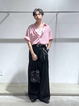 「HARE（ハレ）のMA-1キンチャクBAG(HARE)（ショルダーバッグ、ブラック系）」を使った、k0ta1101さん（メンズ・164cm）の夏コーディネート