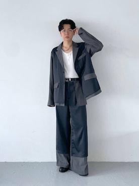 「HARE（ハレ）の【SET UP対応】EXPOSEトラウザー(HARE)（スラックス、グレー系）」を使った、k0ta1101さん（メンズ・164cm）の夏コーディネート