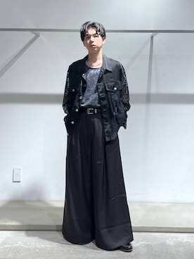 「HARE（ハレ）のレースキリカエトラッカーシャツブルゾン(HARE)（シャツ/ブラウス、ブラック系）」を使った、k0ta1101さん（メンズ・164cm）の夏コーディネート