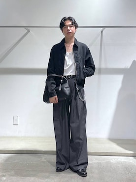 「HARE（ハレ）の【SET UP対応】ディープタックＷストレートパンツ(HARE)（スラックス、グレー系）」を使った、k0ta1101さん（メンズ・164cm）の秋コーディネート