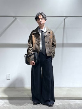 「アイテム（デニムジャケット、ブラウン系）」を使った、k0ta1101さん（メンズ・164cm）の秋コーディネート