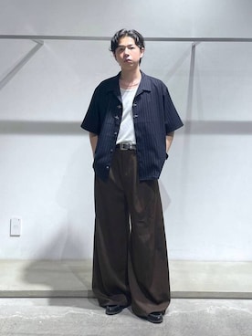 「HARE（ハレ）の【接触冷感】ユルネックBASICカット(HARE)（Tシャツ/カットソー、ホワイト系）」を使った、k0ta1101さん（メンズ・164cm）の夏コーディネート