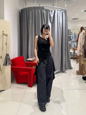 「leinwande（ラインヴァンド）の【leinwande】26SS新作 Iris Sheer Tie（チョーカー、ホワイト系）」を使った、HIGASH STAFFさん（レディース・163cm）の夏コーディネート
