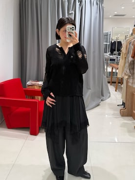 「UNTISHOLD（アンチショルド）のアイテム」を使った、HIGASH STAFFさん（レディース・163cm）の夏コーディネート