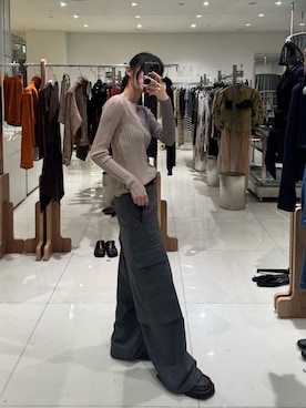 「leinwande（ラインヴァンド）の【leinwande】26SS新作 Mixture Rib Knitted Top（ニット/セーター、グレー系）」を使った、HIGASH STAFFさん（レディース・163cm）の夏コーディネート