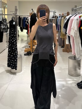 「TELOPLAN（テーロプラン）の【TELOPLAN】26SS新作 Hoca Jersey Tank Top / ホカジャージータンクトップ（タンクトップ、グレー系）」を使った、HIGASH STAFFさん（レディース・163cm）の夏コーディネート