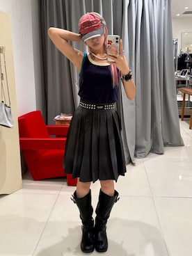 「soduk（スドーク）の【soduk】26SS新作 circle tank top / サークルタンクトップ（タンクトップ、ブルー系）」を使った、HIGASH STAFFさん（レディース・163cm）の夏コーディネート