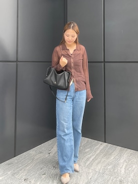 「gemeil（ジェムイル）のアイテム（バッグ）」を使った、risakogemさん（レディース・167cm）の秋コーディネート