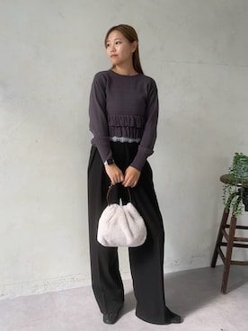 「gemeil（ジェムイル）のアイテム（バッグ）」を使った、risakogemさん（レディース・167cm）の秋コーディネート