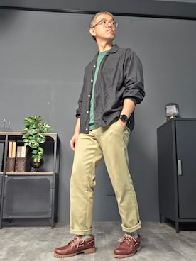 「Timberland（ティンバーランド）のアイテム」を使った、Benjamin Hsuさん（メンズ・170cm）の夏コーディネート