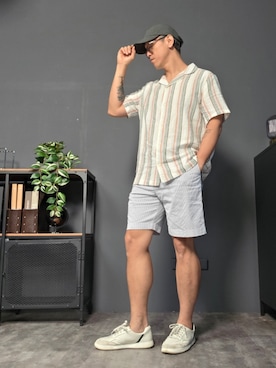 「GAP（ギャップ）のアイテム（トップス）」を使った、Benjamin Hsuさん（メンズ・170cm）の夏コーディネート
