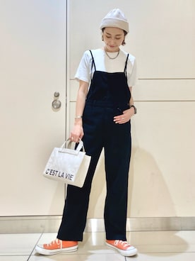 「AMERICAN HOLIC」｜「アイテム（サロペット/オーバーオール）」を使った、eveさん（レディース・165cm）の夏コーディネート