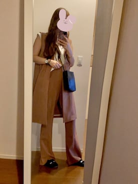 「アイテム（ノーカラージャケット、オレンジ系）」を使った、AyaTさん（レディース・161cm）の秋コーディネート