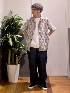 「BACK NUMBER（バックナンバー）のBACK NUMBER(バックナンバー)裾リブショートスリーブＴ（Tシャツ/カットソー、ホワイト系）」を使った、nobata00さん（メンズ）の夏コーディネート