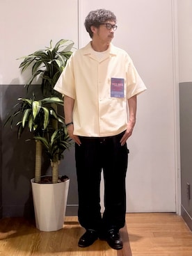 「Levi's（リーバイス）のリラックスフィットTシャツ（Tシャツ/カットソー、ホワイト系）」を使った、nobata00さん（メンズ）の夏コーディネート