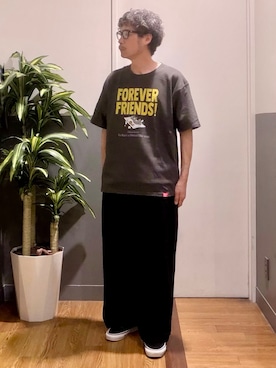 「BACK NUMBER（バックナンバー）のBACK NUMBER(バックナンバー)【メンズ】デニムワイドスラックス（デニムパンツ、ブラック系）」を使った、nobata00さん（メンズ）の夏コーディネート