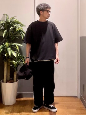 「CAMP7（キャンプセブン）のCAMP7(キャンプ7)【PLAY PROOF】アクティブＴシャツ（Tシャツ/カットソー、ブラック系）」を使った、nobata00さん（メンズ）の春コーディネート