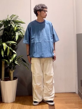 「BACK NUMBER（バックナンバー）のBACK NUMBER(バックナンバー)【メンズ】コットンツイルカーゴパンツ（その他パンツ、ホワイト系）」を使った、nobata00さん（メンズ）の夏コーディネート