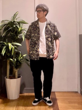 「BACK NUMBER（バックナンバー）のBACK NUMBER(バックナンバー)裾リブショートスリーブＴ（Tシャツ/カットソー、ホワイト系）」を使った、nobata00さん（メンズ）の春コーディネート