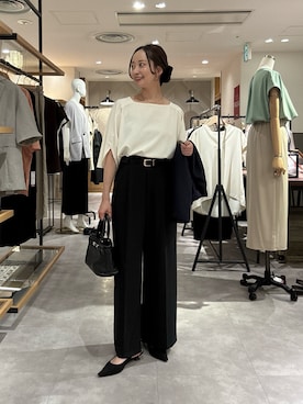 「PAPILLONNER（パピヨネ）のステンレスメタルチョーカー（ネックレス、ゴールド系）」を使った、takaokaさん（レディース・157cm）の夏コーディネート