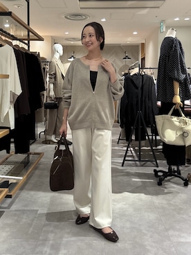 「PAPILLONNER（パピヨネ）のステンレスメタルチョーカー（ネックレス、ゴールド系）」を使った、takaokaさん（レディース・157cm）の秋コーディネート