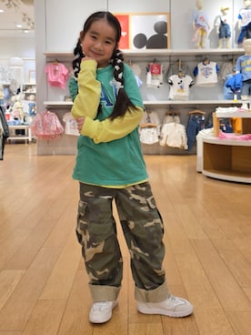 「GAP（ギャップ）のアイテム（パンツ）」を使った、CHIO711さん（キッズ・130cm）の夏コーディネート