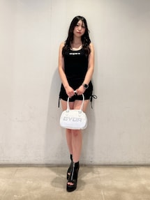 ハイウエストボタンBACKカーブクロスGYDA chainデニムショートパンツ