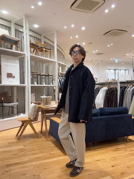 「URBAN RESEARCH DOORS（アーバンリサーチドアーズ）のDANTON　WOOL MELTON JACKET（テーラードジャケット、ブルー系）」を使った、yugoiida1009さん（メンズ・172cm）の冬コーディネート